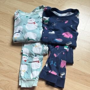 Carter's Snowman & Winter Gear Pajama Sets - Mint Green & Navy